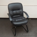 Black Leather Paperclip Guest Side Chair